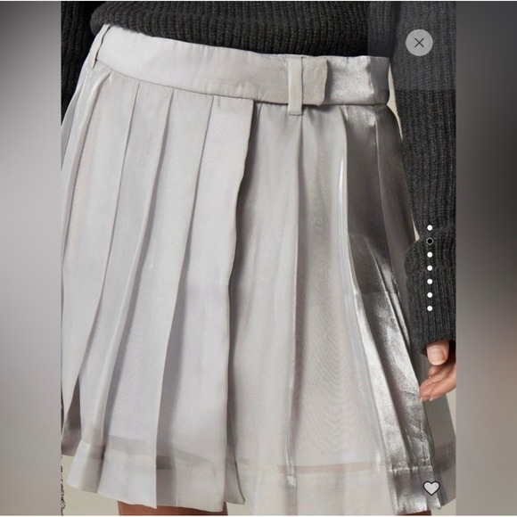 J.Crew Dresses & Skirts - J. Crew Pleated Organza Mini Skirt Silver Metallic Lined - 4